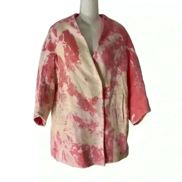 Zara Pink & White  Blazer Size Medium - Picture 1 of 8
